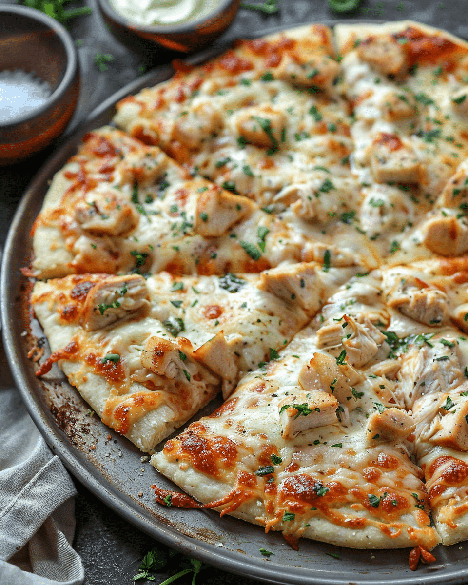 Alfredo Chicken Crust Pizza (Low Carb Recipe)