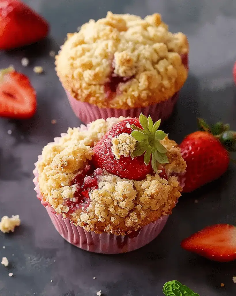 Quick Strawberry Muffins with Crumble Topping