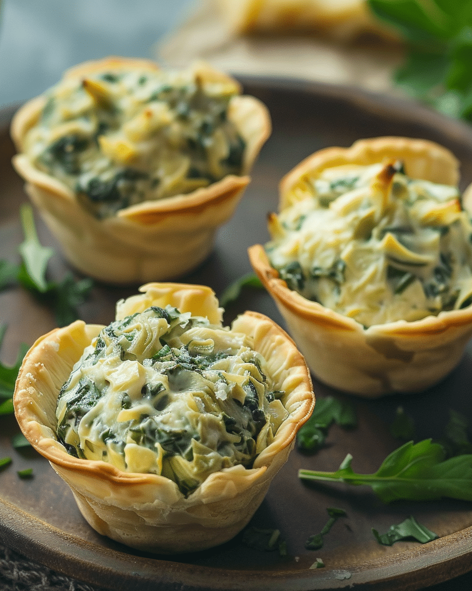 Lucky Spinach Artichoke Dip Cups