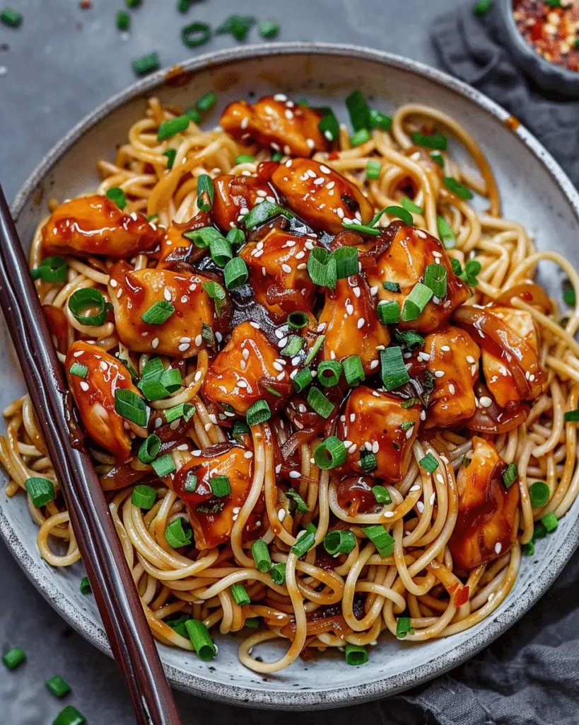 Sticky Garlic Chicken Noodles