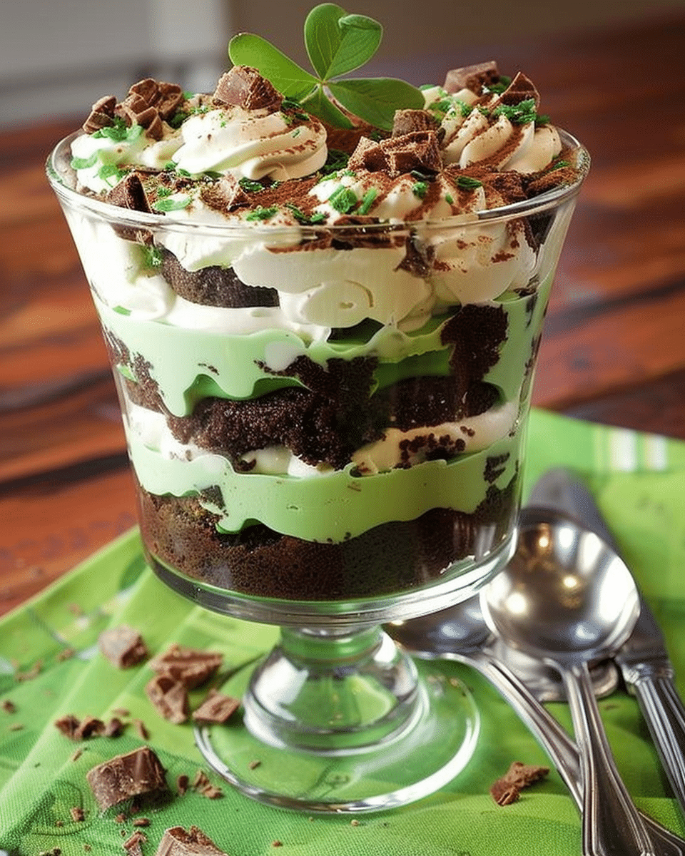 Easy St. Patrick’s Day Brownie Trifle
