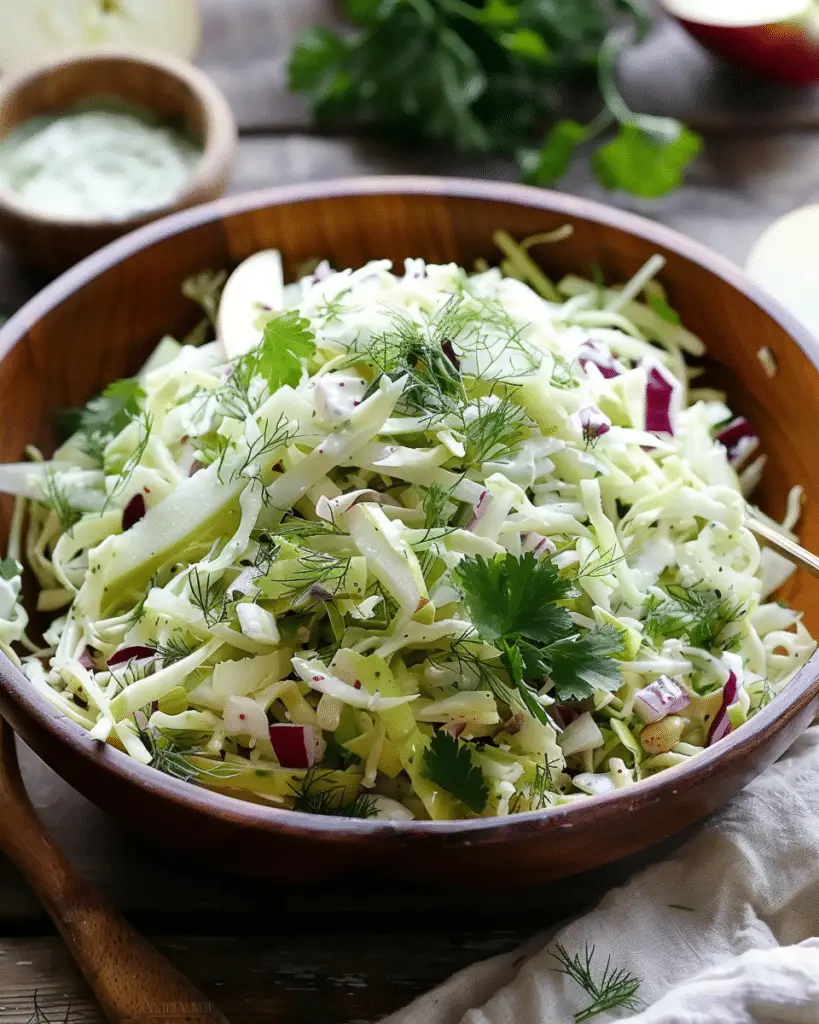 Fennel, Apple and Cabbage Slaw with Green Mayonnaise Bliss