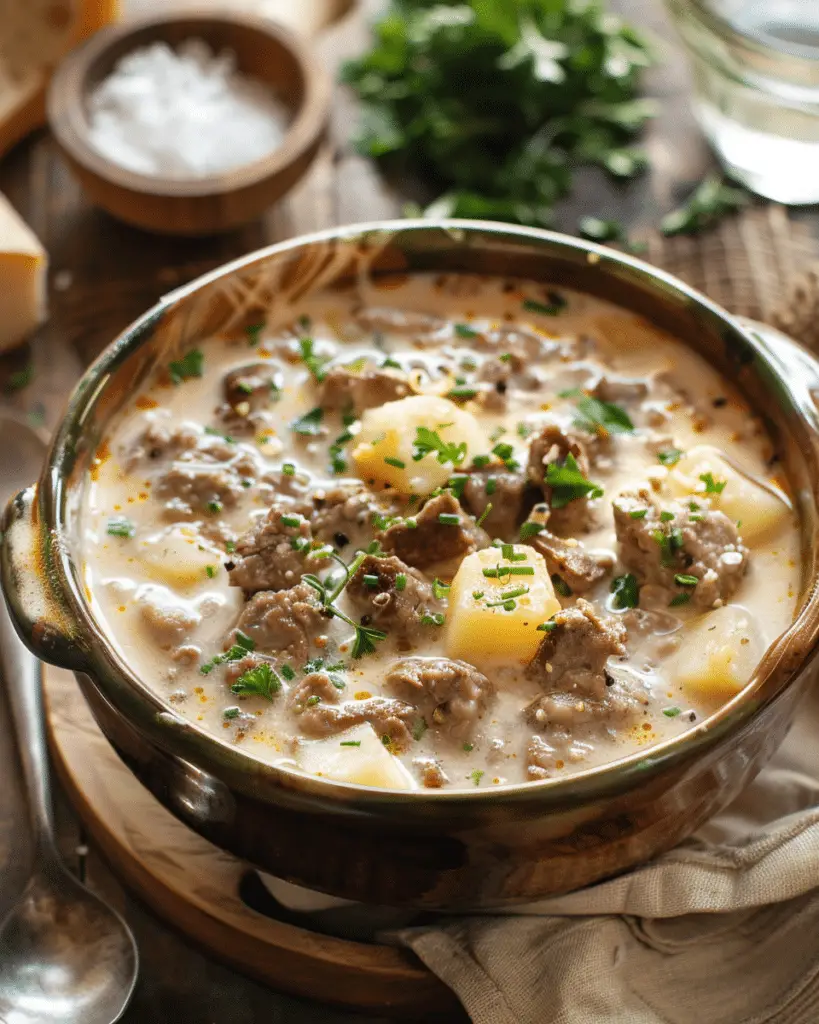Cheesy Beef And Potato Soup
