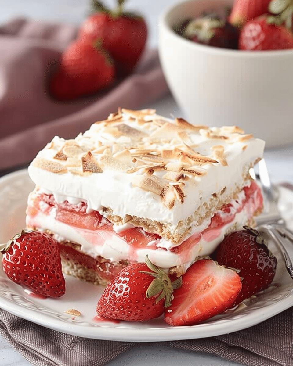 Strawberries And Cream Eclair Cake