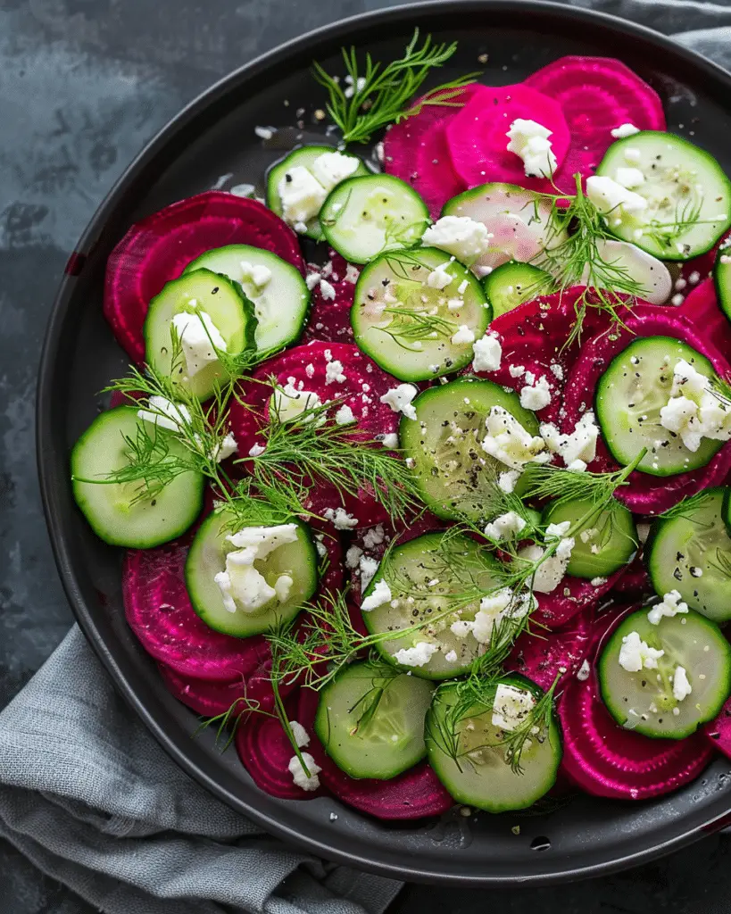 Mouthwatering Beet Salad with Feta, Cucumbers, and Dill Delight