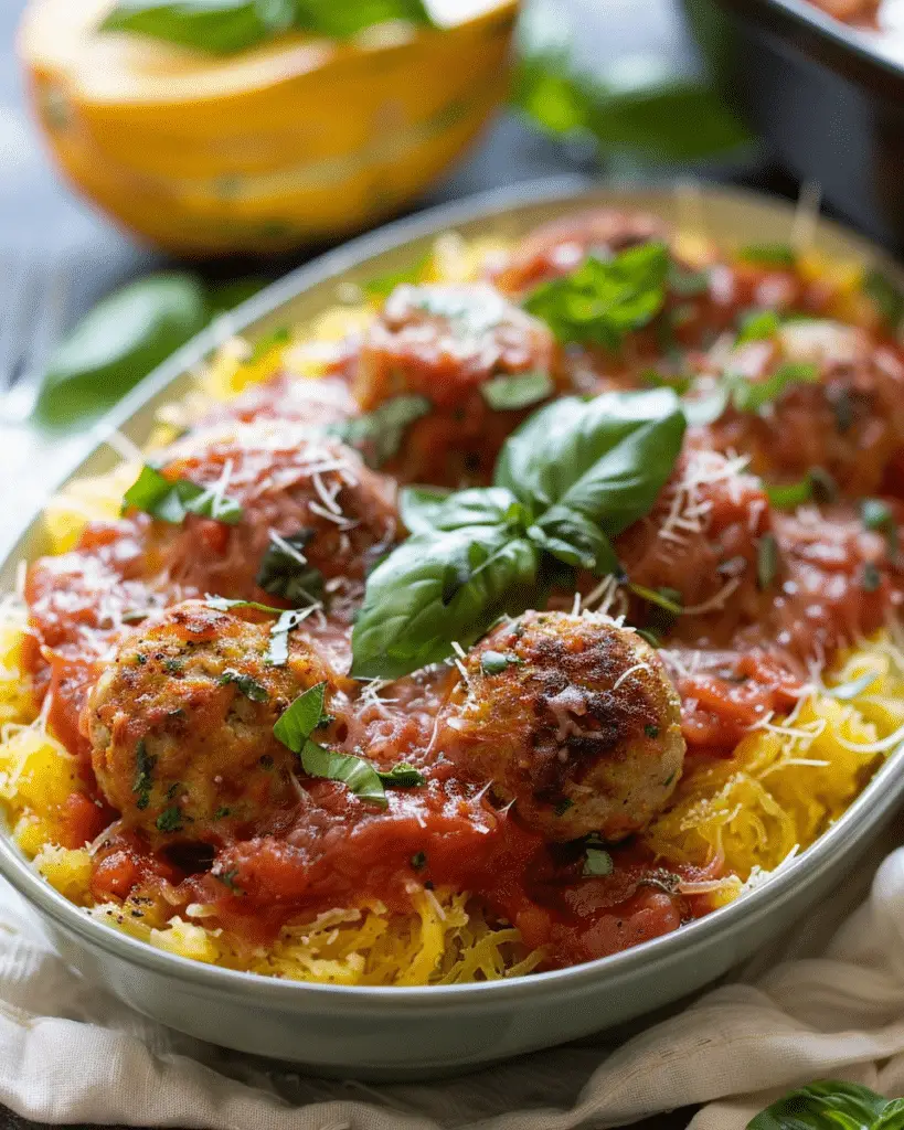 Crockpot Spaghetti Squash and Meatballs