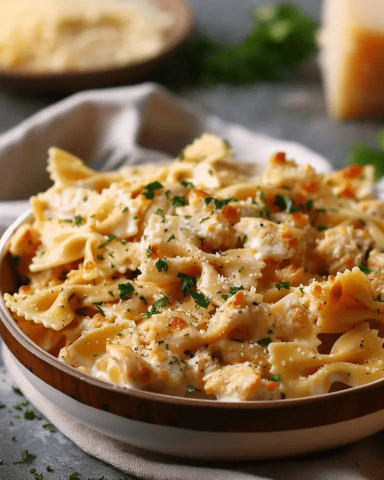 Mozzarella Garlic Butter Chicken Bowties in Cheesy Cream