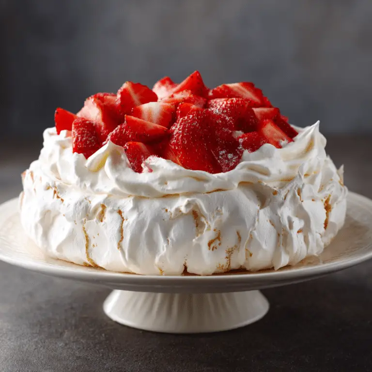 Strawberry and cream dessert with meringue