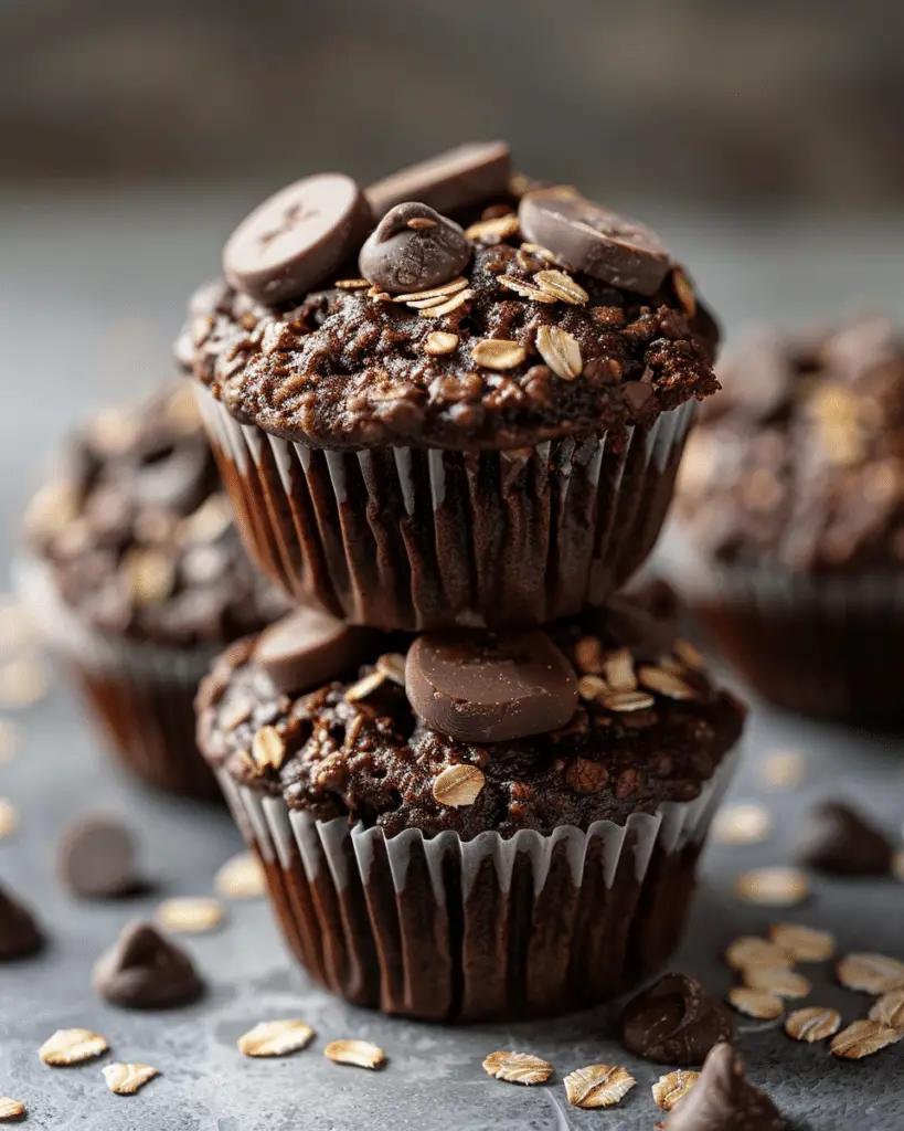 Chocolate Oatmeal Banana Blender Muffins