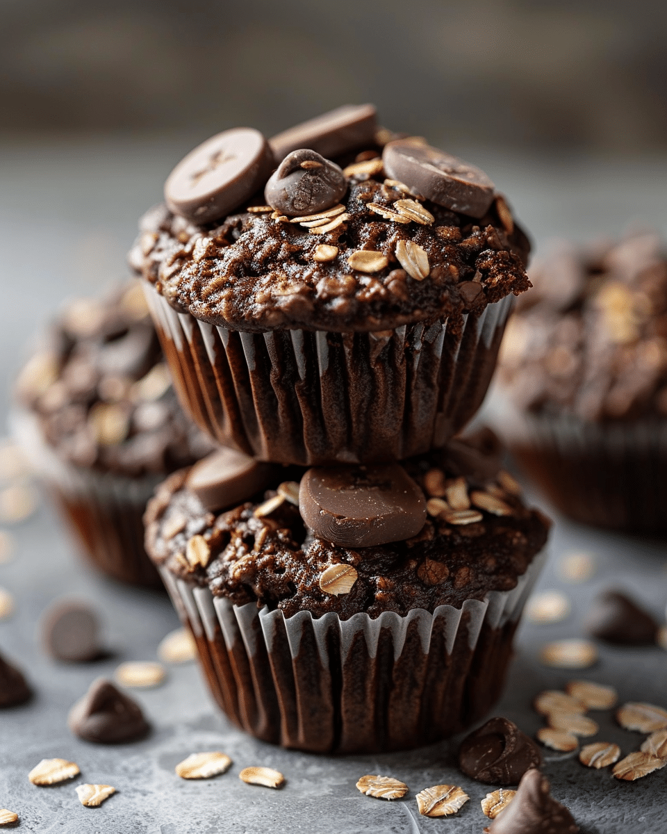 Chocolate Oatmeal Banana Blender Muffins