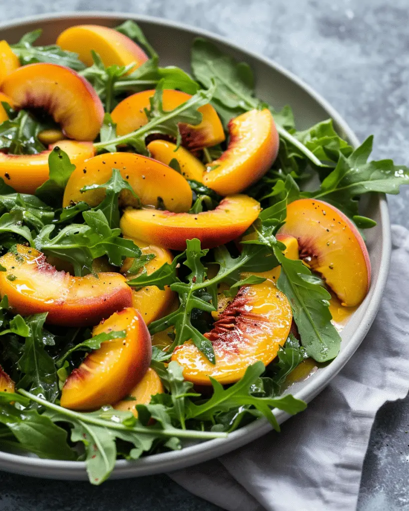 Peach arugula salad