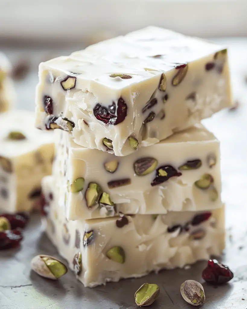 White Chocolate Pistachio Cranberry Fudge