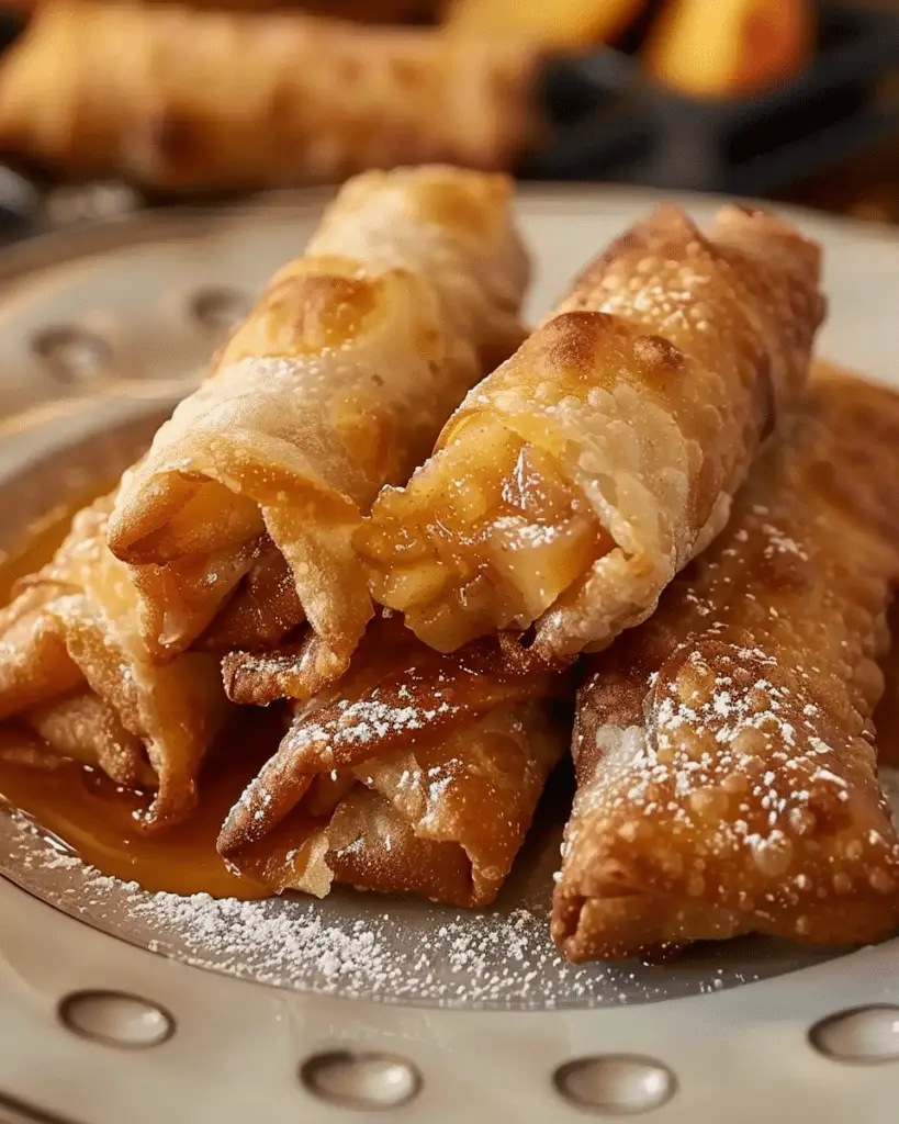 Peach cobbler egg rolls recipe