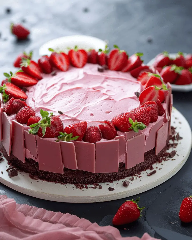 Ruby Chocolate Strawberry Mousse Cake