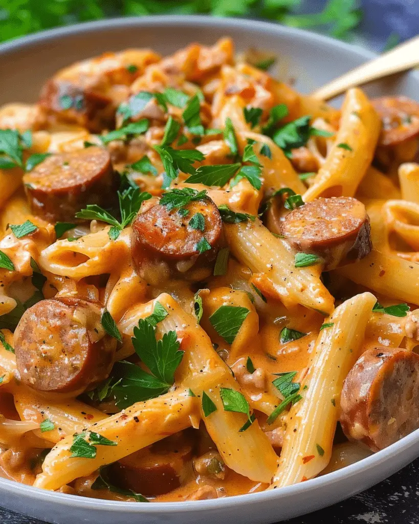 One Pot Creamy Cajun Sausage Pasta (30-Minutes)