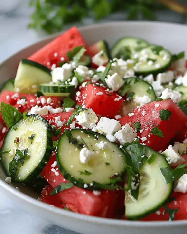 Simple Watermelon, Cucumber & Feta Salad