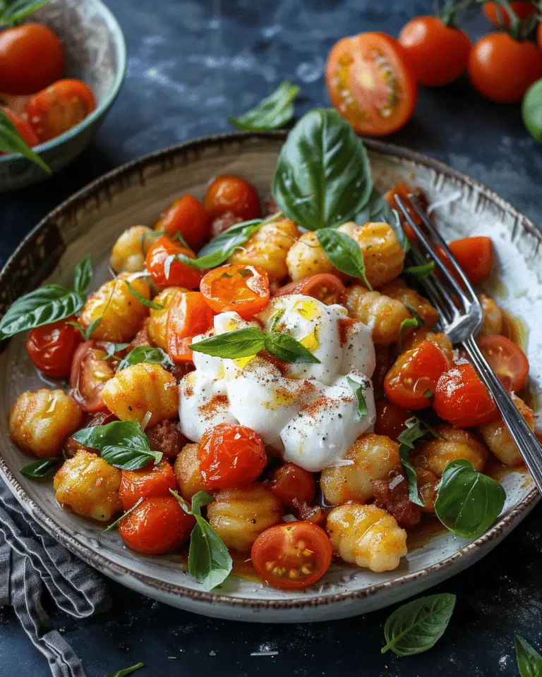 30 Minute Creamy Tomato Gnocchi with Burrata