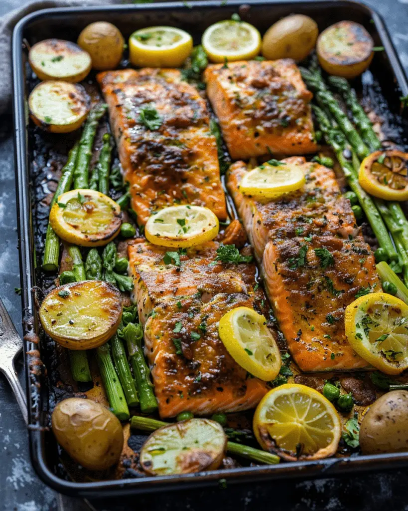 Salmon, Potato, + Asparagus Sheet Pan Meal