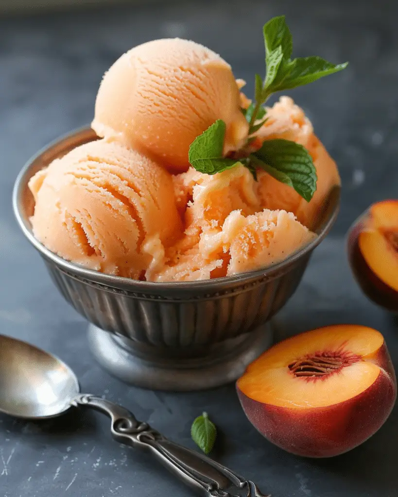 Three Ingredient Peach Sorbet