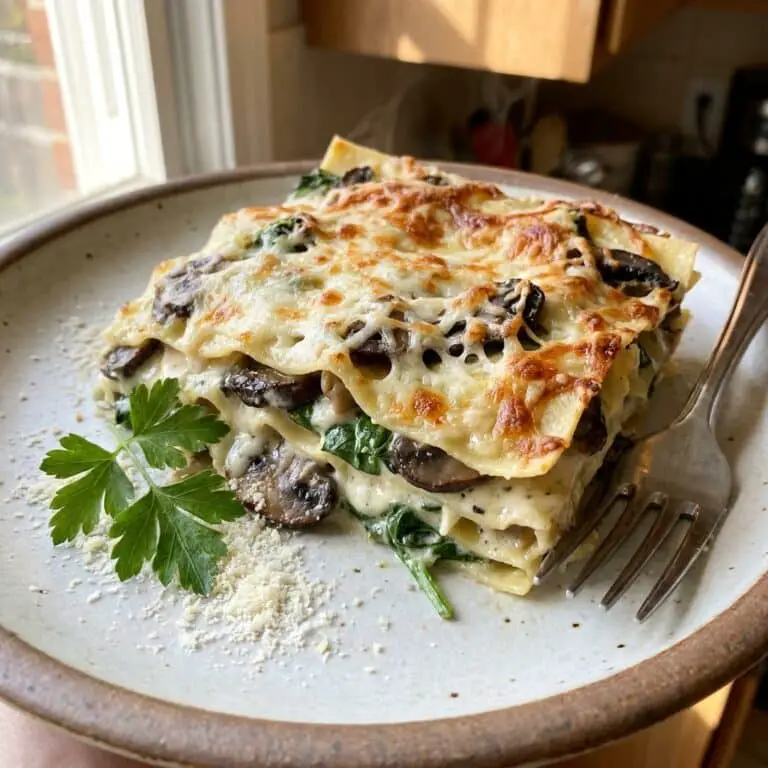Easy Creamy Spinach Mushroom Lasagna
