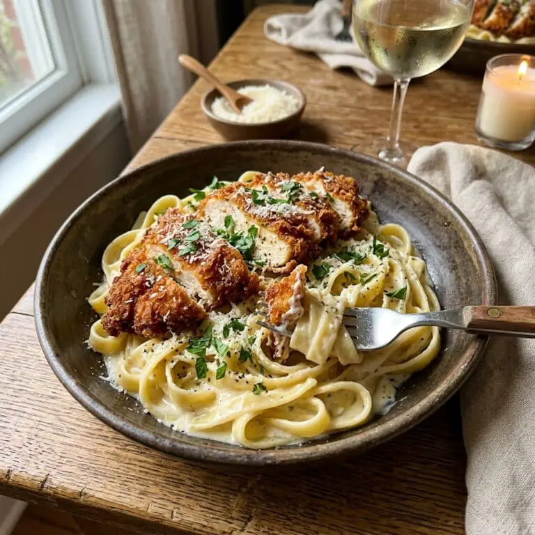 Crispy Chicken Fettuccine Alfredo