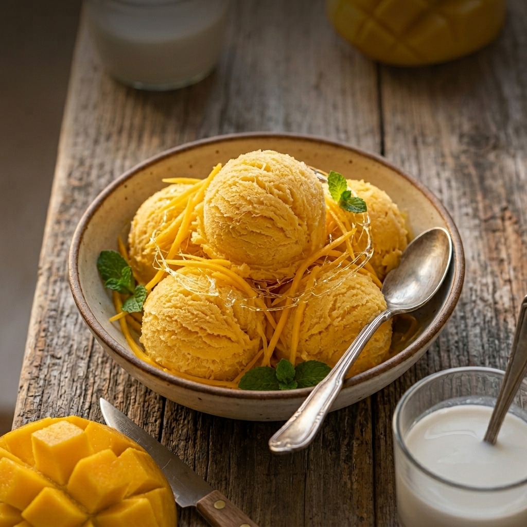 Homemade Tropical Mango Ice Cream (No-Churn)