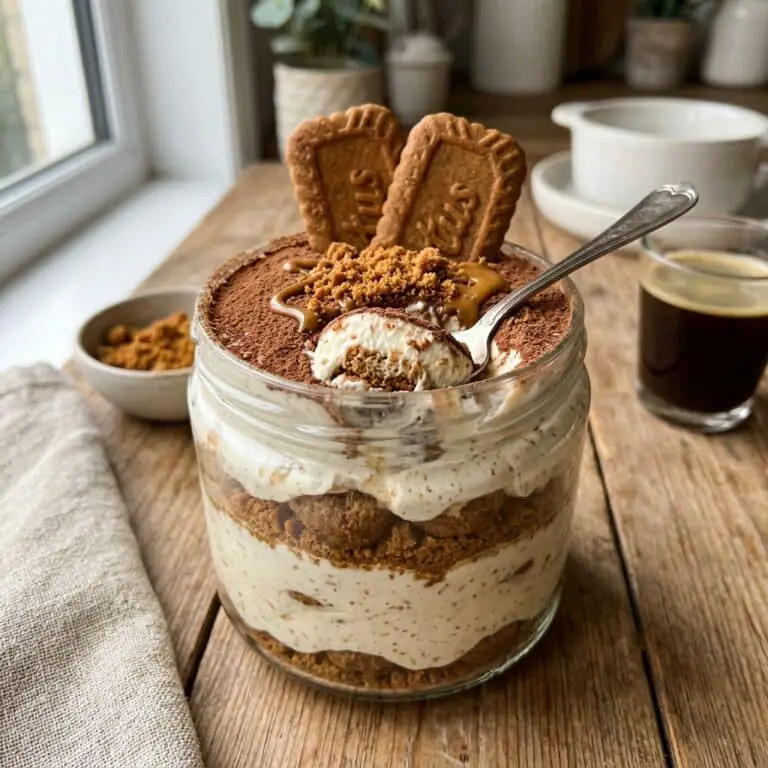 No Bake Biscoff Tiramisu Cups with Greek Yogurt & Mascarpone