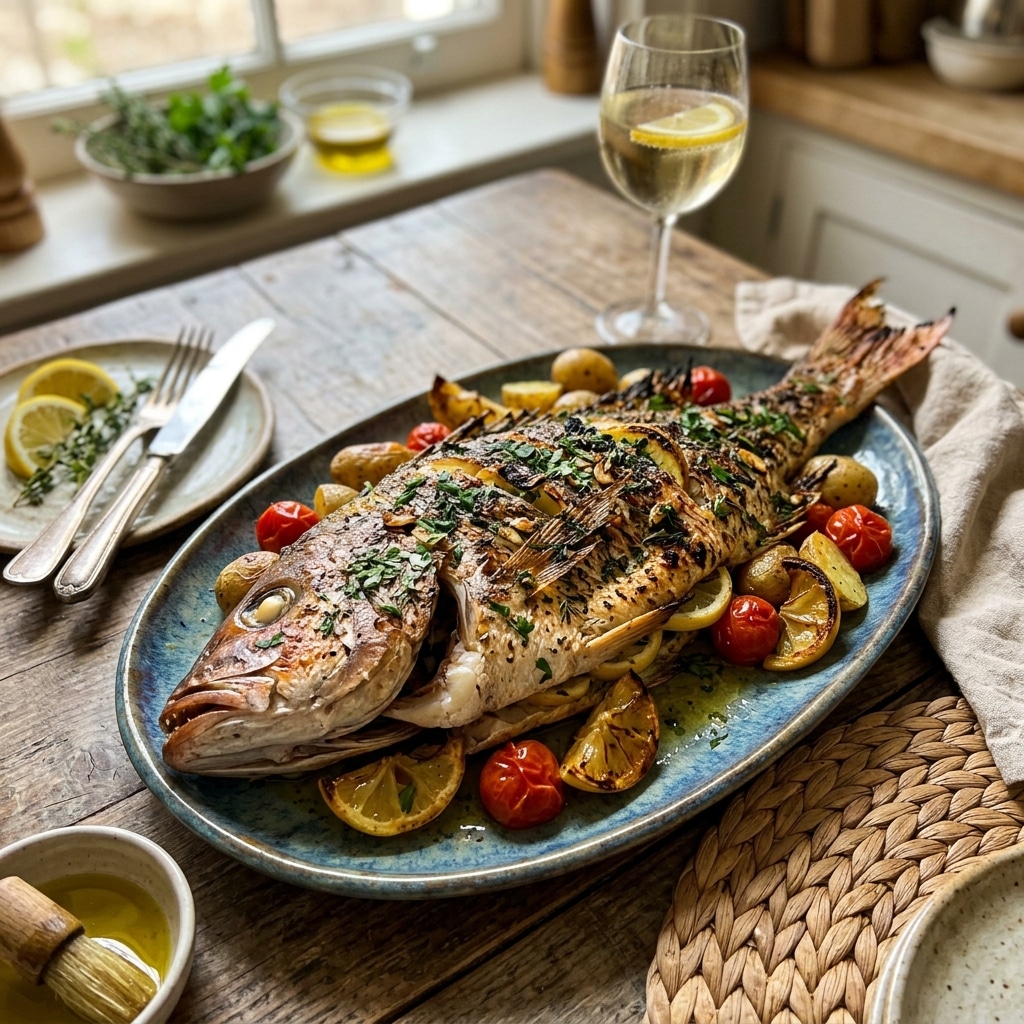 Oven Baked Whole Yellowtail Snapper