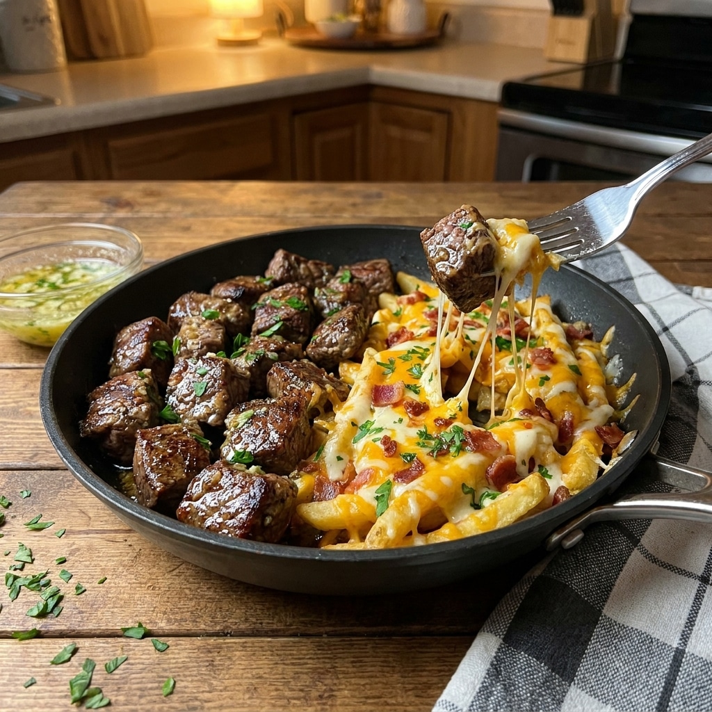 Garlic Butter Steak Bites with Cheesy Loaded Fries
